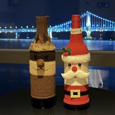 피코니 크리스마스 와인병 커버 파티 소품, 산타+루돌푸, 1세트