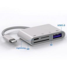 TF + NM 카드 리더기 USB3.0 TYPE-C 라이트닝 지원, Apple 4-in-1 읽기 TF / SD /