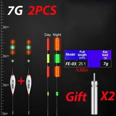 낚시찌 LED 야간 발광 전자 플로트 부력 대형 CR425 배터리 2024 낚시 태클 3g-13g 여름 낚시 2 개/로트, 3) FE-03Px2, 2개