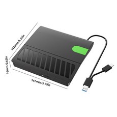 USB 3.0 C 타입 외장 CD DVD RW 광학 드라이브 버너 라이터 슈퍼 맥북 호환 노트북 데스크탑 PC, [03] Green, 2) Green, 1개