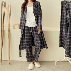 핑크비올라 / 웨인 체크 로브 커플 잠옷 파자마