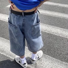 남성 여름 반바지 멀티 포켓 짧은 힙합 헐렁한 데님 캐주얼 와이드 레그