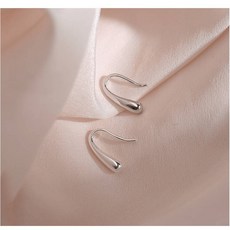 론조모니 여성 심플 물방울 고리형 귀걸이 S925 실버 베이직