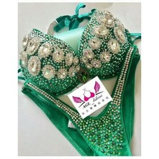 대회용비키니 야한 비키니 경기복 보디 피트니스 아가씨 그린, 01 기타 컬러, 01 커스텀 사이즈