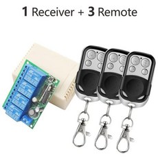 RF 범용 무선 리모컨 스위치 릴레이 리시버 차고 문짝 모터 램프용 송신기 433MHz DC 6V 12V 24V 10A 50m, 3)1 receiver 3 remote, 3) 1 receiver 3 remote, 1개