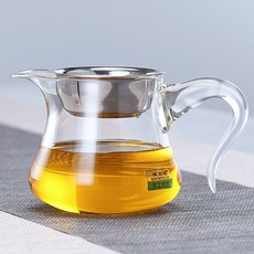 빈 노우다 두꺼운 내열 유리 공도배 궁푸차 구차해채 손잡이 공공의 컵분다기 있음 차시계, 투명 손잡이 400Ml 컵차시계