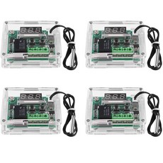 4pcs W1209 DC 디지털 온도 컨트롤러 모듈 전자 온도 온도 온도 모듈 스위치 아크릴 케이스, 하나, 녹색 & 투명