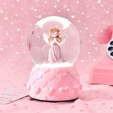 스타트업 달빛천사 회전목마 오르골 수정 구슬생일 선물 소녀 어린이 크리스마스 선물, 핑크 천사걸
