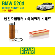 만필터 BMW 520d 14~16년식 F10 원동기형식 B47 엔진 오일필터 에어크리너 에어필터 에어컨필터 교환세트 소모품 교체, 520d [14~16년식] 원동기형식 B47, + 선택안함
