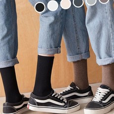 데일리 베이직 포근양말 중목 따듯한 삭스 도톰한양말 고탄력 41523EA, 02골지장목-화이트
