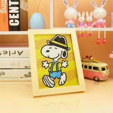 홈데코 (2+1)액자포함 아동 보석십자수 캐릭터 38종 (택1), 37.모자쓴 스누피, 1개