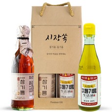 시장쏙 전연화 참기름 골드 300ml + 저온압착 들기름 300ml 명절 프리미엄 선물세트 1호, 1세트