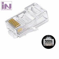 인네트워크 CAT.6 UTP 통과형 RJ45 EZ 플러그(100개입)/IN-U6PASS/랜 모듈러 커넥터/관통형/금도금 커넥터 핀/삼발이 핀, 1개