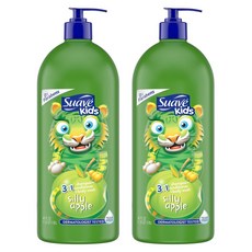 Suave Kids Silly Apple 3in1 Shampoo Conditioner Body Wash 미국 수아브 키즈 올인원 샴푸 린스 바디 워시 애플 1.18L 2통, 2개