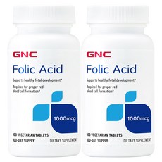 GNC 2개세트 지앤시 엽산 1000MCG 100정 미국 정품 지앤씨, 2개