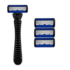 남성용 클래식 6 레이어 안전 면도기 여성 제모 면도날 면도기, 1 holder 3 blades, 1) 1 holder 3 blades
