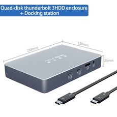 칼디짓 acasis Thunderbolt 3 인클로저 듀얼쿼드 디스크 m.2 nvme 케이스 8k60hz 하드 디스크 박스 독 스테이션 지원 4 raid, 쿼드 디스크