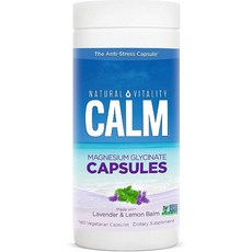 Natural Vitality 내추럴비타리티 데일리 마그네슘 글리시네이트 캡슐 라벤더와 레몬밤맛 400mg 180정 186g, 186개, 1