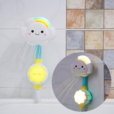 반짝이는 아기 샤워기 유아 물놀이 목욕놀이 욕조 장난감, 무지개구름 아기샤워기