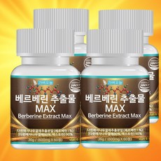 가벼오늘 베르베린 추출물 맥스 식약청 인증 600mg, 60정, 4개