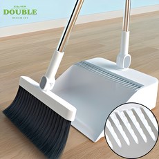 더블 접이식 빗자루 쓰레받이세트 올인원, 화이트, 1개