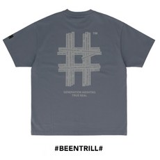 빈트릴 빈트릴 반팔 여성 뉴 리플렉티브 해시태그 오버핏 반팔 티셔츠 (쿨그레이)