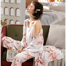 설린마켓 실내복 여성 봄가을 계절 순면 코튼 비단 끈나시 슬립 쓰리 캐쥬얼 빅사이즈홈웨어