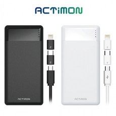 마이크로 액티몬 케이블 하이셀 5핀 C타입 8핀 보조배터리 충전변혼젠더 10000mAh, 화이트