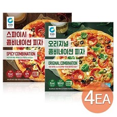 청정원 [청정원]오리지널 콤비피자360g2판+스파이시 콤비피자340gx2판, 1세트