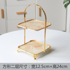 골드 2단 3단 미니 마카롱진열대 케이크스탠드 과일 디저트트레이 에프터눈티, 정사각형 2 단 스낵 랙