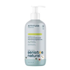 Attitude ATTITUDE 2-in-1 아기용 샴푸 및 바디 워시 EWG 인증 식물 미네랄 기반 성분 민감한 피부를 위한 비건 동물 실험을 하지 않은 제품 무향 40, 16 Fl Oz (Pack of 1), 1개