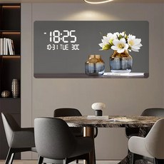 대형 꽃 패턴 디지털 벽시계 LED 조명 음소거 석영 홈 데코레이션, WY382