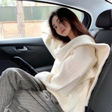 고가메 화이트 스윗 풀오버 후드 스웨터 여성 겨울 가을 외 입다 와이드 숄