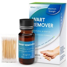 Evagloss Skin Tag Wart Remover 피부 발바닥 사마귀 티눈 쥐젖 제거 강력 리무버 크림 액 면봉 포함 10ml