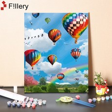 FiIIery DIY명화그리기 피포페인팅 풍경화 인물화그리기 그림그리기 세트 40 x 50cm, 139-열기구의 여행 D