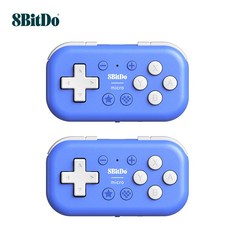8BitDo 마이크로 블루투스 미니 무선 게임패드 조이스틱 다기능 컨트롤러 키보드, 2개, 파랑색, micro