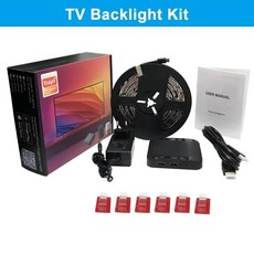 Ambilight TV 백라이트 멋진 LED HDMI 장치 싱크박스 키트 4K 와이파이 알렉사 구글 보이스 앱 제어 라이트 바 스트립 40120 인치, [03] Wifi Version Kit, [04] US Plug, [03] For 75-85 inch TV