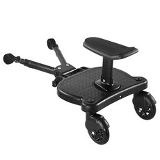 버기보드 유모차 보조발판 보조의자 라이더 바퀴 휠, 1개, 유모차 보조 의자 - 블랙
