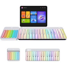 초보자를 위한 포푸피아노 피아노 키보드 스마트 LED 키-비주얼 인터랙티브 운동 가이드 온라인 레슨 MIDI 컨트롤러 100개 이상의 코드 256개 톤 폴리포니 휴대용 키