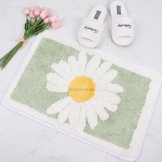 블랑쉬홈 빨아쓰는 미끄럼방지 발매트 욕실 주방 현관 화장실 러그 데이지(그린 그레이)