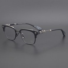 일본 수제 반무테 순수 티타늄 안경 럭셔리 디자인 크롬