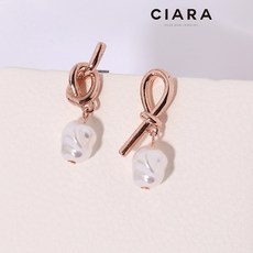 CIARA 14K Padova 하프리본 진주 귀걸이(SilverPin)