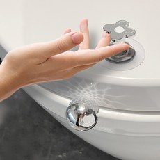 마미업 화장실 변기 커버 뚜껑 손잡이, 실버, 1개, 변기뚜껑1개+변기시트1개 (1+1)