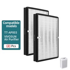 TT-AP003 필터 교체 TaoTronics TT-AP003 및 VIVOSUN 5-in-1 공기 청정기 호환 2 팩, [01] AP003-2, 2개