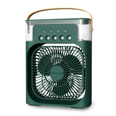 3in1 선풍기 가습기 무드등 휴대용 미니 가습냉풍기 에어쿨러 대용량 물탱크 보조배터리에 연결하여 사용 가능, 녹색