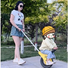 외발 자전거 야외 놀이 캠핑 대형 바퀴 경량 유모차휴대용 초경량 가벼운 접이식 3-6세 어린이 원터치아기카트, 그린 헬멧 + 펌프