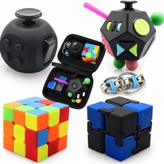 성인용 ADHD ADD 불안증후군 추가 자폐증: Fidget Sensory Toys 세트 5팩 Fidget Cube Toys Pack(전용 보호 케이스 응력 완화, 단일옵션