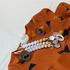 마더웍스 실리콘 공갈젖꼭지 클립, 우드블링마블, 1개