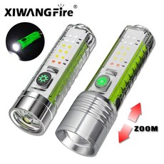 슈퍼 브라이트 LED 손전등 화이트 레드 블루 퍼플 사이드 라이트 강력한 자석 30W LED 심지 조명 USB 충전식 램프, 1개