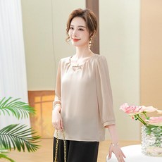 7부블라우스 엄마옷 중년 셔츠 여성 봄 여름 쉬폰 칠부소매